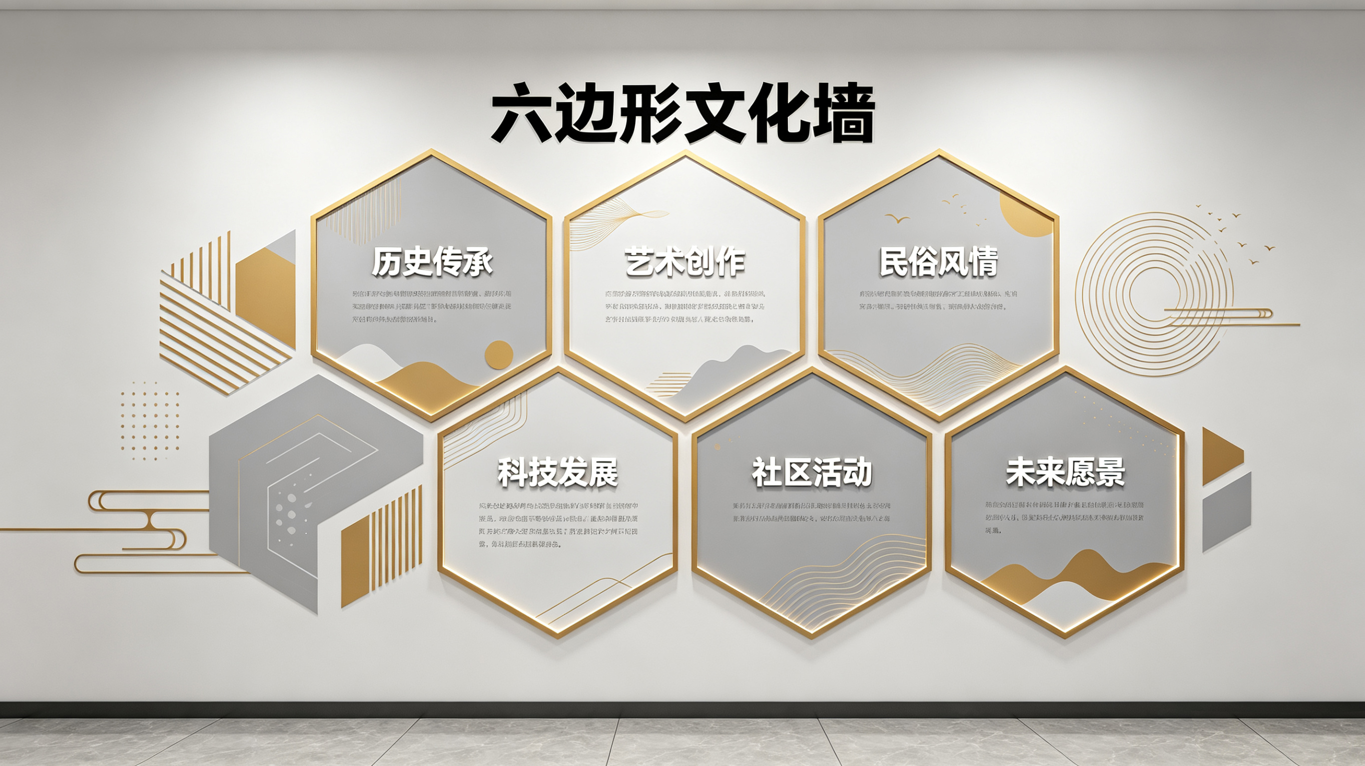 老河口企业文化墙 | 六边形信息美学
